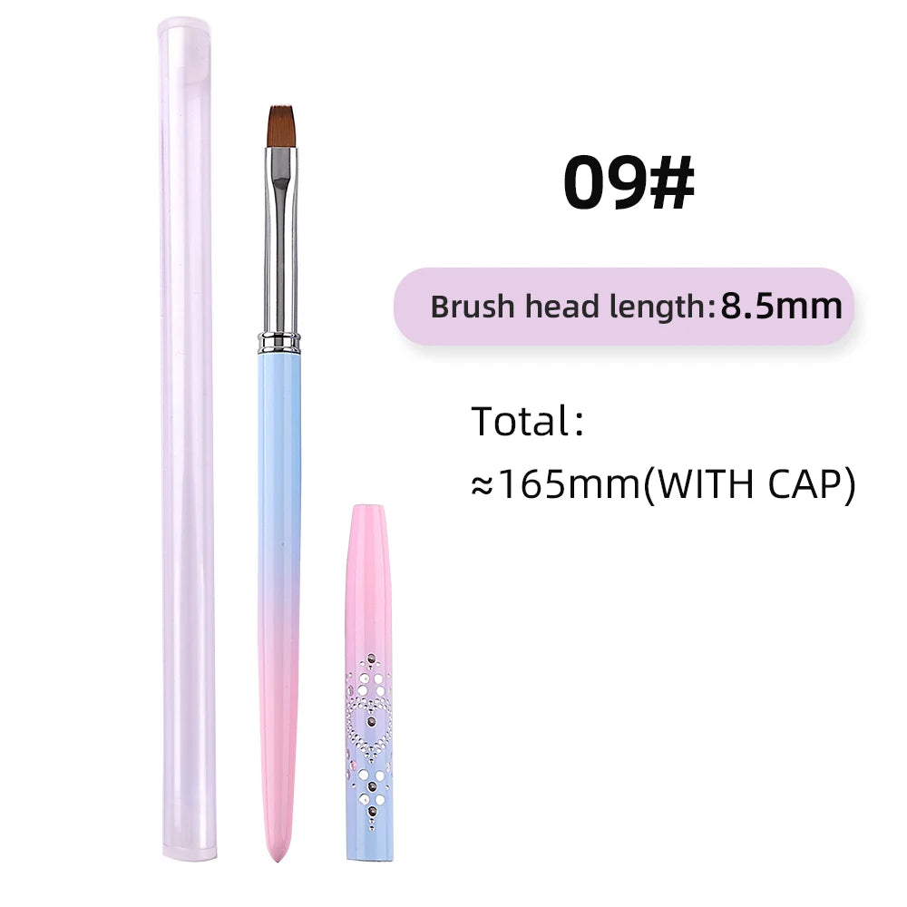 Sweet-Z 1/15pcs Art Nail Brush Liner Brush Painting Art Design Gel Polish Colorful Pink Handle Nails Tools manicure supplies