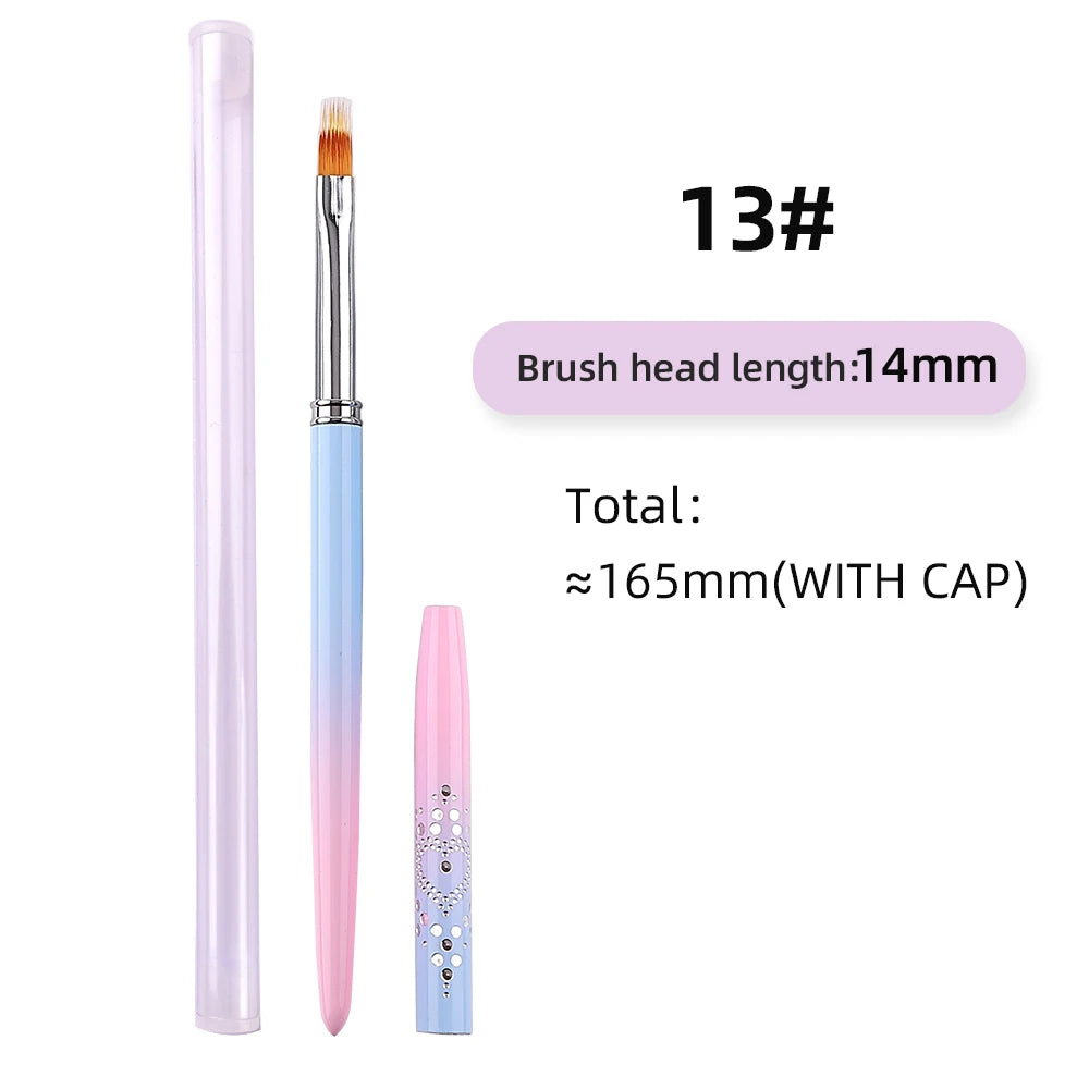 Sweet-Z 1/15pcs Art Nail Brush Liner Brush Painting Art Design Gel Polish Colorful Pink Handle Nails Tools manicure supplies