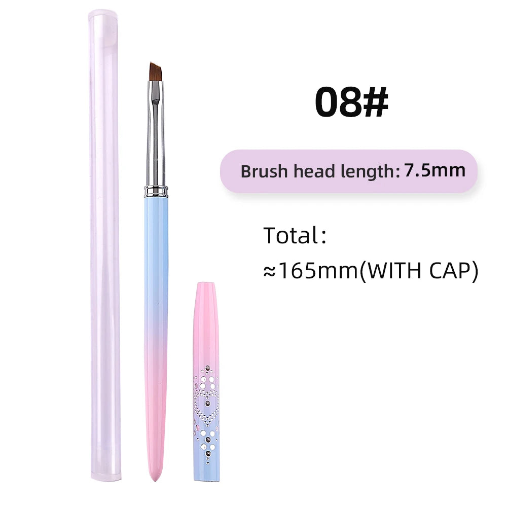 Sweet-Z 1/15pcs Art Nail Brush Liner Brush Painting Art Design Gel Polish Colorful Pink Handle Nails Tools manicure supplies