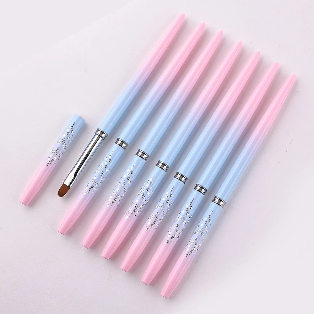 Sweet-Z 1/15pcs Art Nail Brush Liner Brush Painting Art Design Gel Polish Colorful Pink Handle Nails Tools manicure supplies