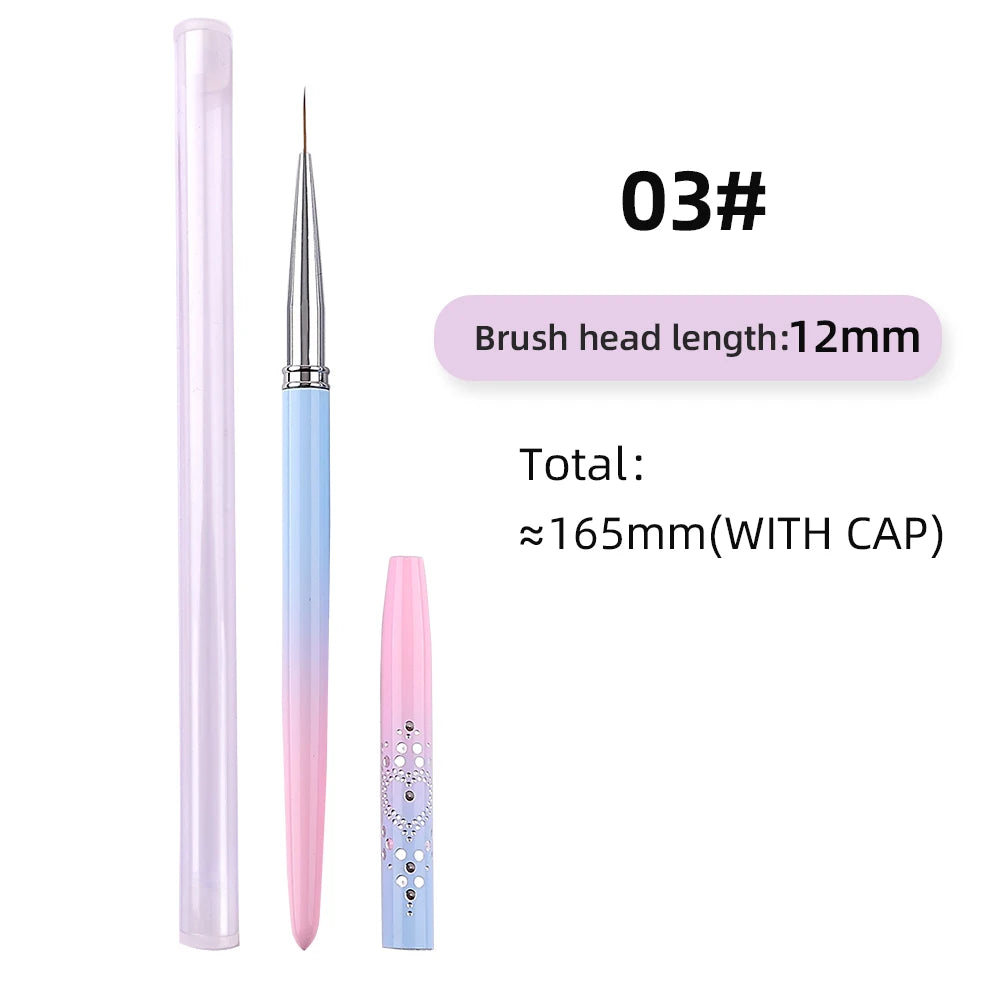 Sweet-Z 1/15pcs Art Nail Brush Liner Brush Painting Art Design Gel Polish Colorful Pink Handle Nails Tools manicure supplies