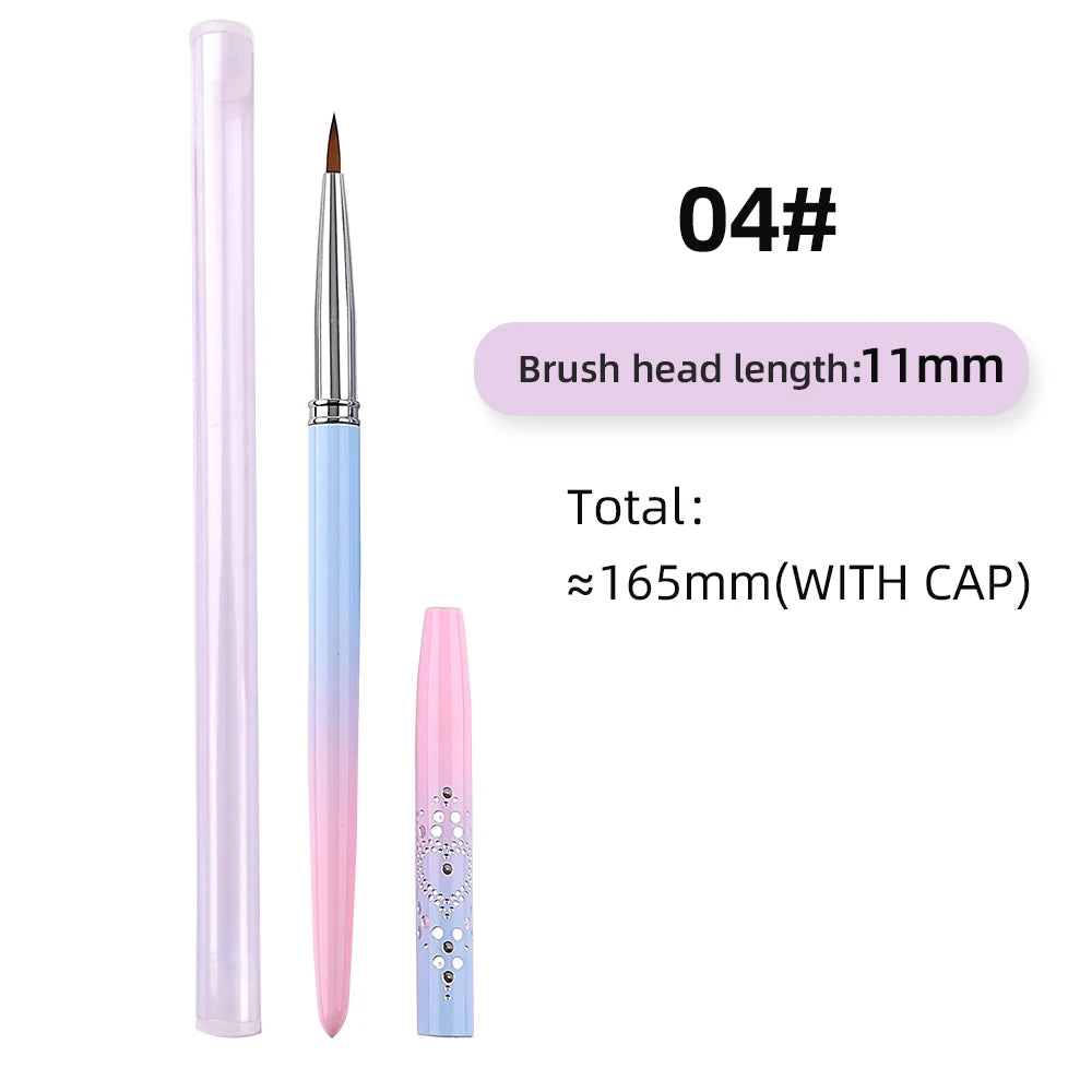 Sweet-Z 1/15pcs Art Nail Brush Liner Brush Painting Art Design Gel Polish Colorful Pink Handle Nails Tools manicure supplies
