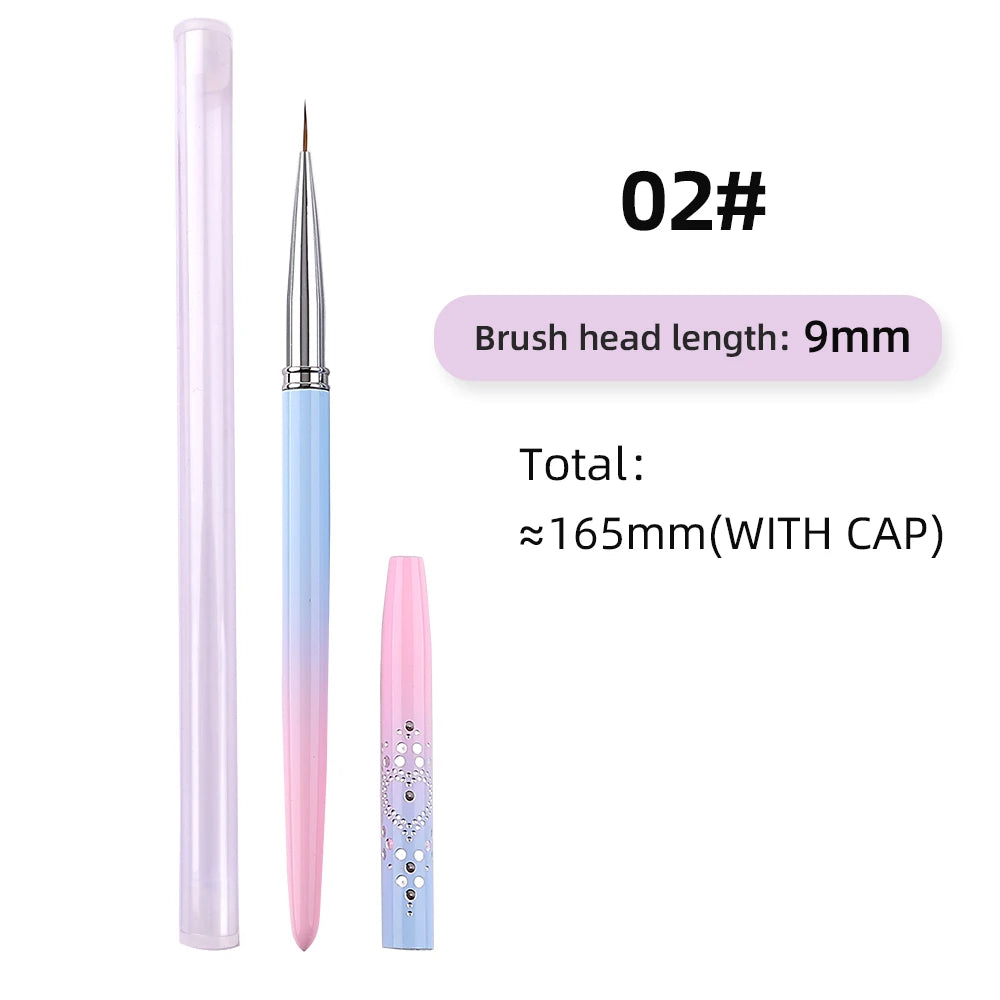 Sweet-Z 1/15pcs Art Nail Brush Liner Brush Painting Art Design Gel Polish Colorful Pink Handle Nails Tools manicure supplies
