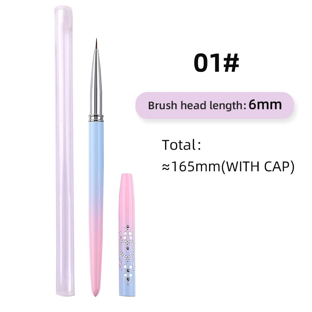 Sweet-Z 1/15pcs Art Nail Brush Liner Brush Painting Art Design Gel Polish Colorful Pink Handle Nails Tools manicure supplies