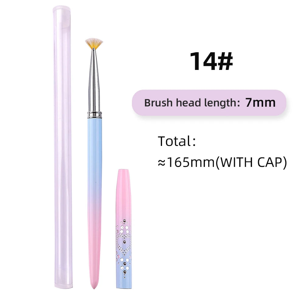 Sweet-Z 1/15pcs Art Nail Brush Liner Brush Painting Art Design Gel Polish Colorful Pink Handle Nails Tools manicure supplies